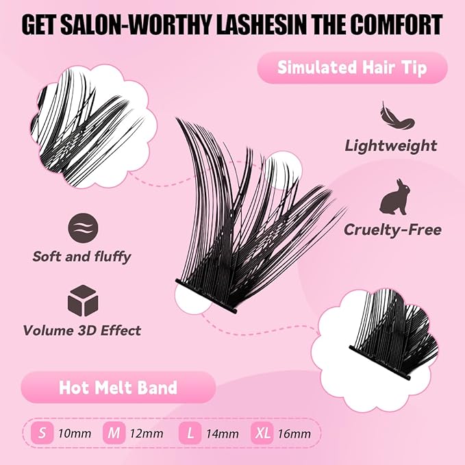 Natural Lash Clusters Kit Wispy Eyelash Clusters 120 pcs Cluster Eyelash Extensions C Curl Individual Lashes 10-16 mm Mix Length Natural Look (80D KIT 120 Pcs)