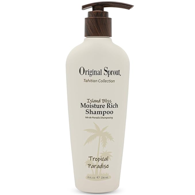 Original Sprout Island Bliss Moisture Rich Shampoo for All Hair Types Including Color-Treated, Damaged & Dry Hair, Hydrating & Moisturizing Shampoo with Coconut Oil, Vegan, Sulfate Free, 8 fl oz