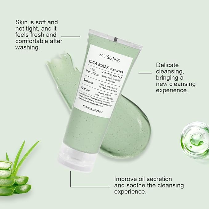 CICA Mask Cleanser,Facial Cleanser, 2-in-1 Facial Wash, Non-Drying Formula with Centella Asiatica For Acne-Prone & Sensitive Skin,Hydrating,Purifying Pore Care (4.23 fl. oz)