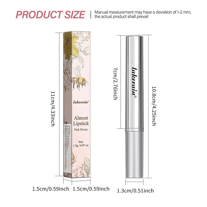 Honey Lipstick Sheer Tinted Lip Balm, Hydrating & Nourishing, Natural Glossy Finish, Moisturizing Lip Color for All Skin Tones Women, Pink