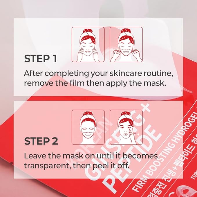 FARMSKIN Korean Ginseng + Peptide Firm Boosting Hydrogel Mask Set - Nourishing, Plumping & Hydrating Facial Masks for All Skin Types - Korean Skin Care for Fine Lines & Impurities (5EA, 1.19 oz)