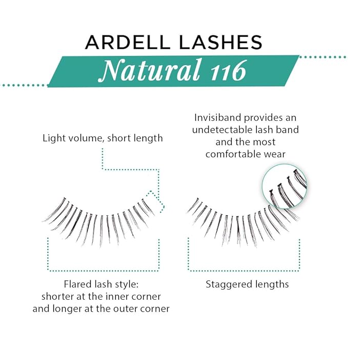 Ardell Natural Lashes False Eyelashes 116 - Black, Lightweight, Soft, & Reusable Lashes for a Natural Look, 4 Pack