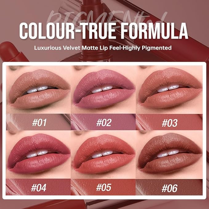 Muted Nude Brown Matte Lipstick Crayon – Waterproof Long Lasting Lip Liner Pencil, High Pigment Creamy Velvet Lipstick, Non-Drying Lip Color for Women, 01#