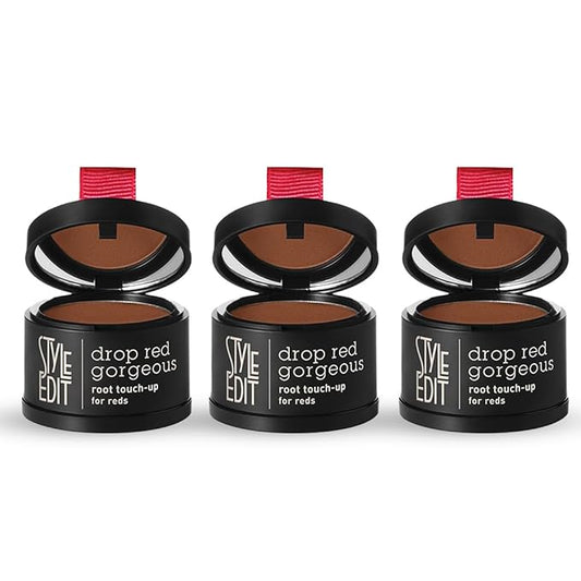 Style Edit Root Touch Up Powder, to Cover Up Dark Roots and Grays Between Salon Visits, Water Resistant, Non-Sticky, Compact And Mess-Free, Medium Red Hair Color (Pack of 3)
