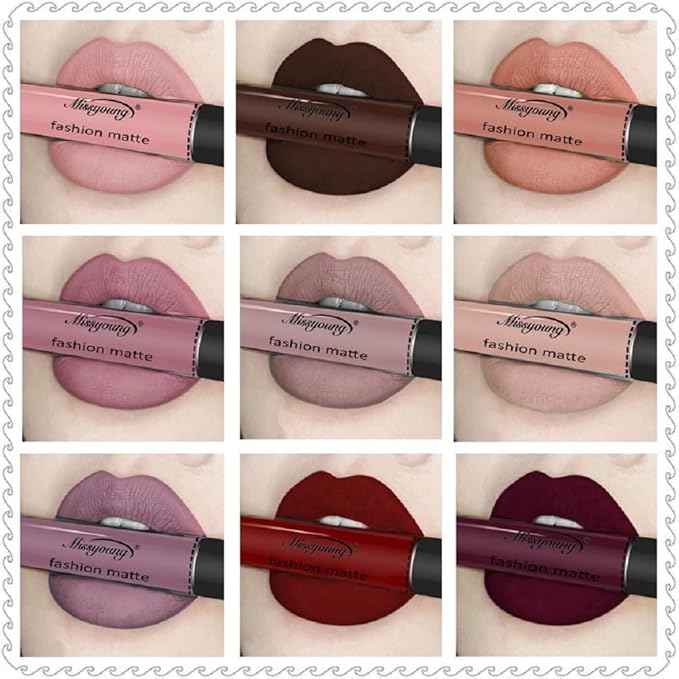 Generic Missyoung 18-Color Matte Liquid Lipstick Set, Long-Lasting Non-Sticky Formula, Flawless Makeup Looks (13)