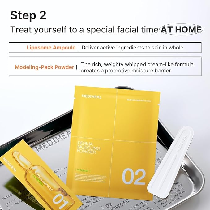 Mediheal Derma Modeling Pack (Vitamin) - Radiance Care For Smooth Skin - Easy DIY Home Spa Kits, Hydrating Icy Jelly Mask For Skin Refreshment