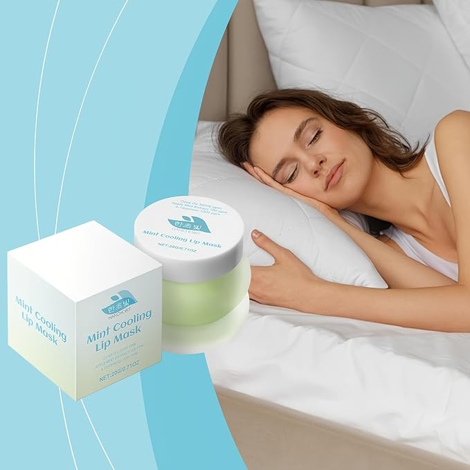 HANCHOBIT Mint cooling Lip Mask Lip Moisturizer - Lip Mask Overnight - Moisturizing Lips Butter Balm with Hyaluronic Acid - Lip Sleeping Mask - Hidratante de Labios Care Products