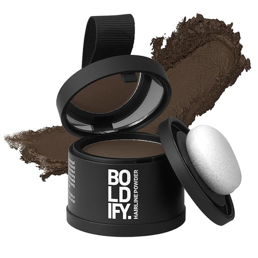 BOLDIFY Hairline Powder - Root Touch Up Hair Color for Gray Coverage - Bald Spot Concealing Hair Powder for Women & Men - 24-Hour Stain-Proof - Medium Brown