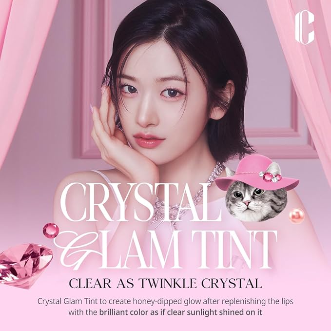 CLIO CRYSTAL GLAM TINT (015 GROOMING PEACH OPAL), Glossy Finish, Lightweight, Buildable, Glass-Like, Smoothing, Long-Lasting, Vivid