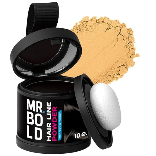 Mr Bold Hairline Powder, Instantly Conceals Hair Loss, MEDIUM BLONDE Hair Root Dye, Bald Spot Concealing Hair Powder for Women and Men, Root Touch Up, Windproof & Sweatproof (10g)