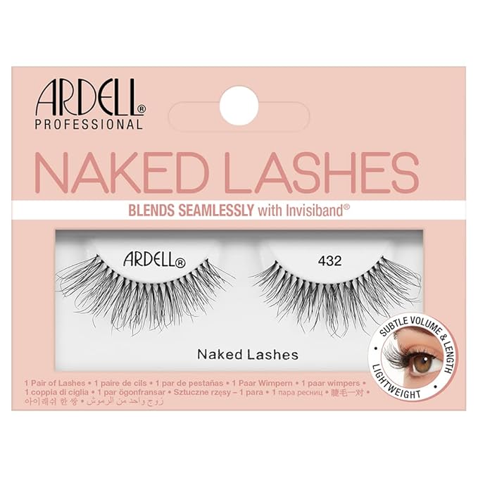 Ardell Naked Lashes Natural 432 with Invisiband – Lightweight, Natural False Eyelashes, Soft Volume Strip Lashes, 1 Pair