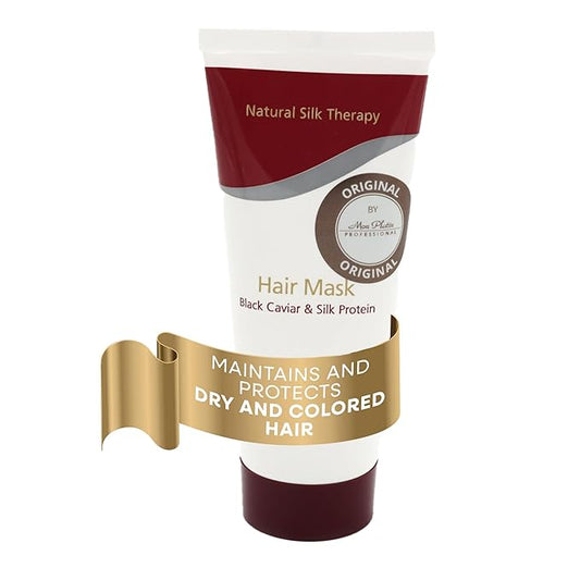 Mon Platin Professional Hair Mask, Black Caviar & Natural Silk Therapy, Deep Conditioning Hair Mask for Dry, Colored Hair, 100ML