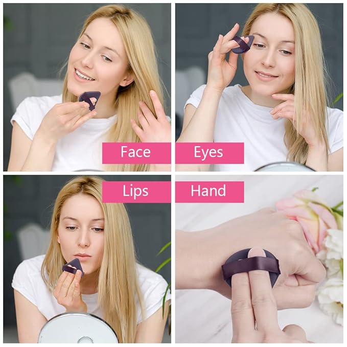 Ainiv 6PCS Air Cushion Makeup Sponges for Foundation, Triangle Powder Puffs with Portable Case, Dry and Wet Makeup Sponges Double-Sided Reuse,Latex-Free Blending Sponge for Foundation,Cream,Concealer