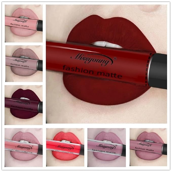 Generic Missyoung 18-Color Matte Liquid Lipstick Set, Long-Lasting Non-Sticky Formula, Flawless Makeup Looks (6)