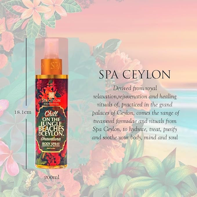 SPA CEYLON Unawatuna Body Spray | Women's Fragrance Spray | Floral and Fruity | Refreshing Beach Summer Fragrance | 200ml