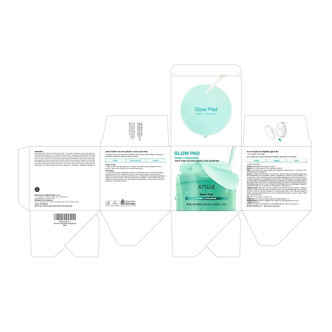 Anua PDRN 100 Hyaluronic Acid Pad, Glow-Plumping Korean Face Pad for Daily Skincare & Makeup Prep, Dual-Sided Toner for Radiant Skin & Deep Hydration, Korean Skin Care (180ml, 60 Pads)