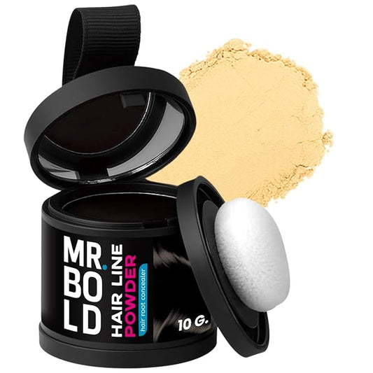 Mr Bold Hairline Powder, Instantly Conceals Hair Loss, Hair Root Dye, Bald Spot Concealing Hair Powder for Women and Men, Root Touch Up LIGHT BLONDE, Windproof & Sweatproof (10g)