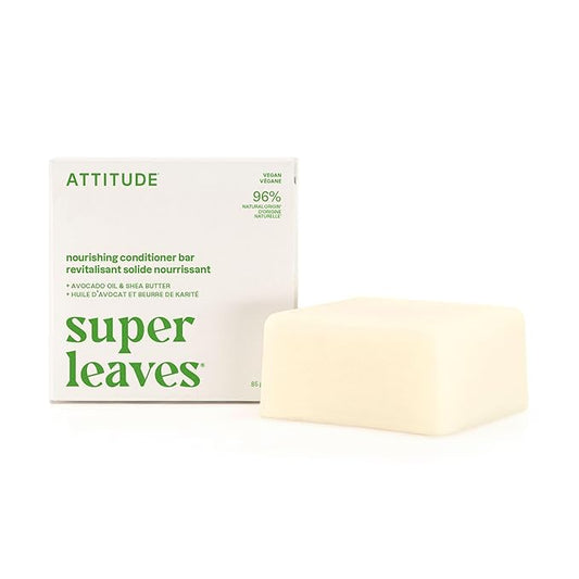 ATTITUDE Nourishing Conditioner Bar, Natural Origin, For Dry and Dull Hair, Avocado Oil & Shea Butter, Clean Ingredients, Vegan, Pear & Amber, 3 Oz