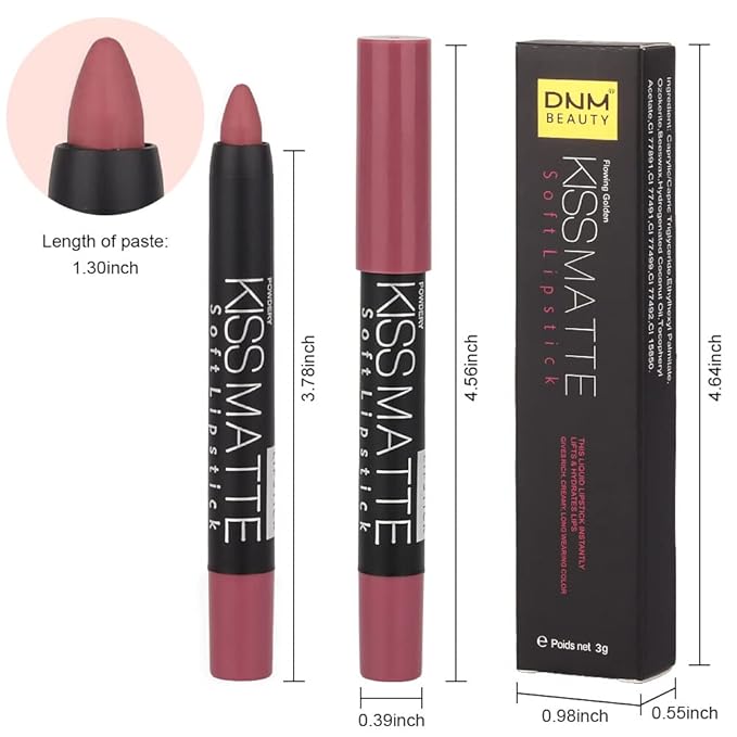 BINGBRUSH 3 Colors Longwear Lipstick Pack Set, Matte Color Stick Ultimate Lip Crayon for Makeup Collection - Nourishing Waterproof Velvet Lipgloss Lip Stain (05# 06# 09#)