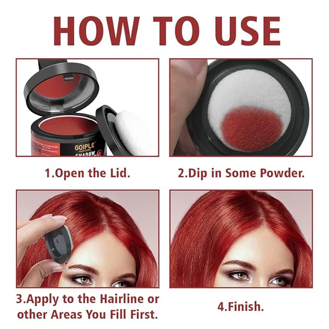 Root Cover Up Powder for Women - Hairline, Bald Spots, Eyebrows, Beard Line Touch Up - Light Blonde Hair Fibers for Thinning Hair Shadow, 2 Pack (Red Brown)