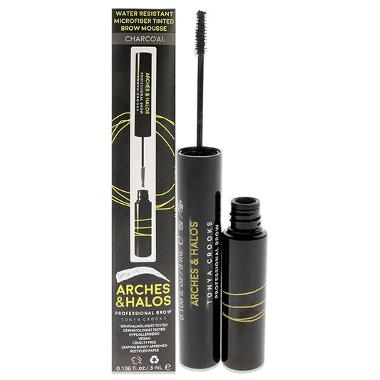 Arches and Halos Microfiber Tinted Brow Mousse - Richly Pigmented Eyebrow Shaper - Water Resistant Filler Pen - Vegan - Charcoal - 0.11 oz