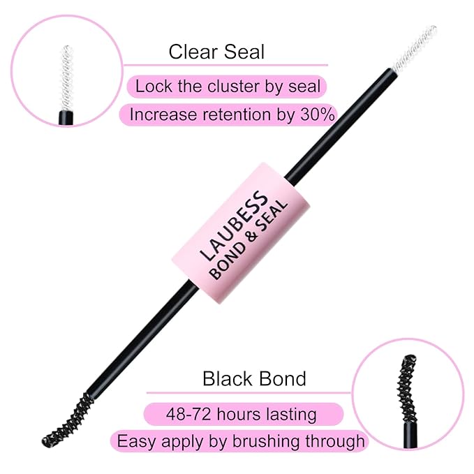 Lash Extension Kit LAUBESS Lash Clusters Kit Cluster Eyelash Extensions Kit Eyelash Clusters Lash Bond and Seal Waterproof Tweezers Brush Lash Glue Remover (Kit 40D-D-Mix9-16)