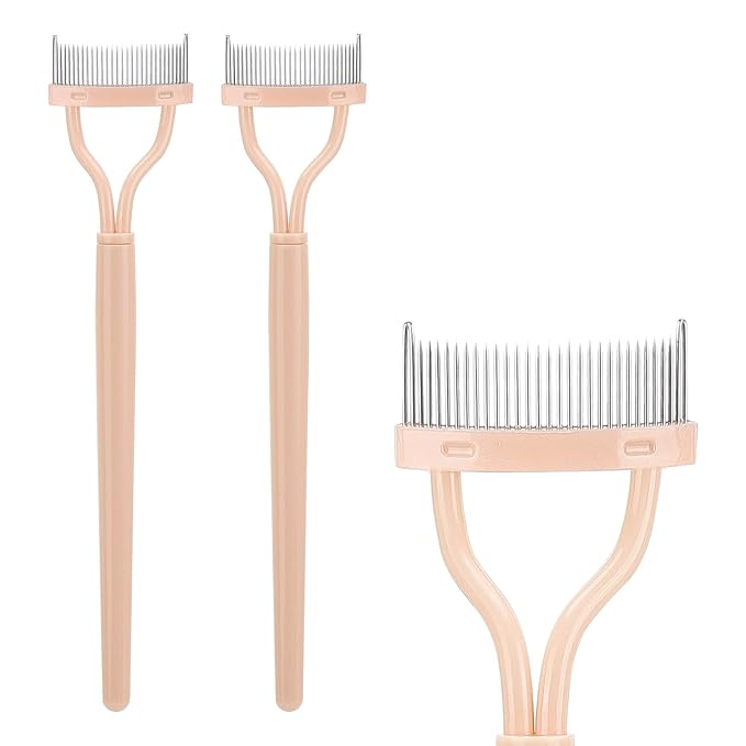 2 Pcs Eyelash Separator Tool Mascara Brushes Eyelash Comb Lash Separator Definer for Combing, Separating Lashes - Apricot Pink