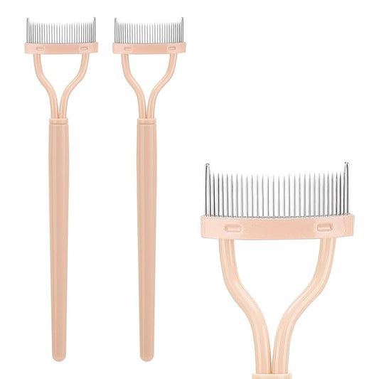 2 Pcs Eyelash Separator Tool Mascara Brushes Eyelash Comb Lash Separator Definer for Combing, Separating Lashes - Apricot Pink