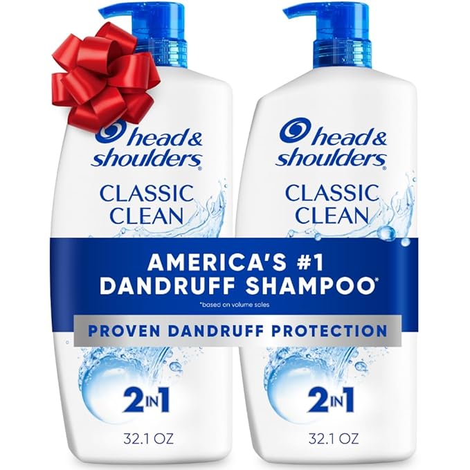 Head & Shoulders Anti-Dandruff Shampoo and Conditioner, Classic Clean 2-in-1 Twin Pack, 1% Pyrithione Zinc, Flake Control, Scalp Care, Color-Safe, 32.1 fl oz Each
