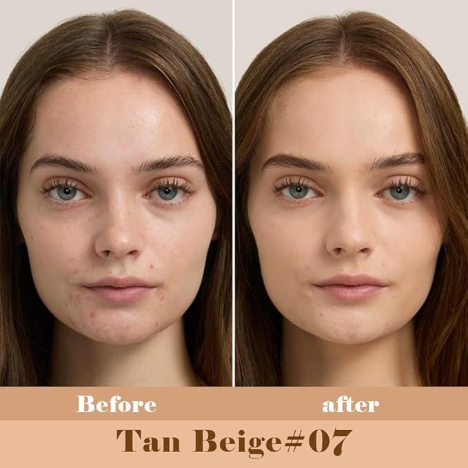 Liquid Concealer Makeup, Natural Coverage for Older Women, Under Eye Brightener Full Coverage Concealer for Dark Circles, Lightweight, Covers Oil-Free, Vegan & Cruelty-Free, 07 Tan Begie