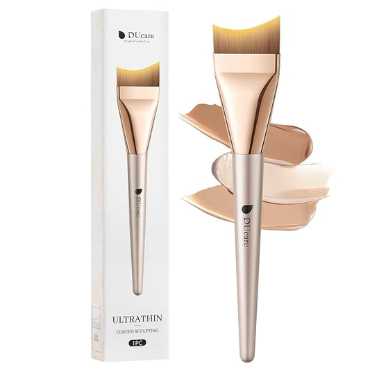 DUcare Flat Foundation Brush for Liquid Makeup, Soft and Fish Tail Shape Bristles for Seamless Application, Ideal for Liquid Foundation Cream
