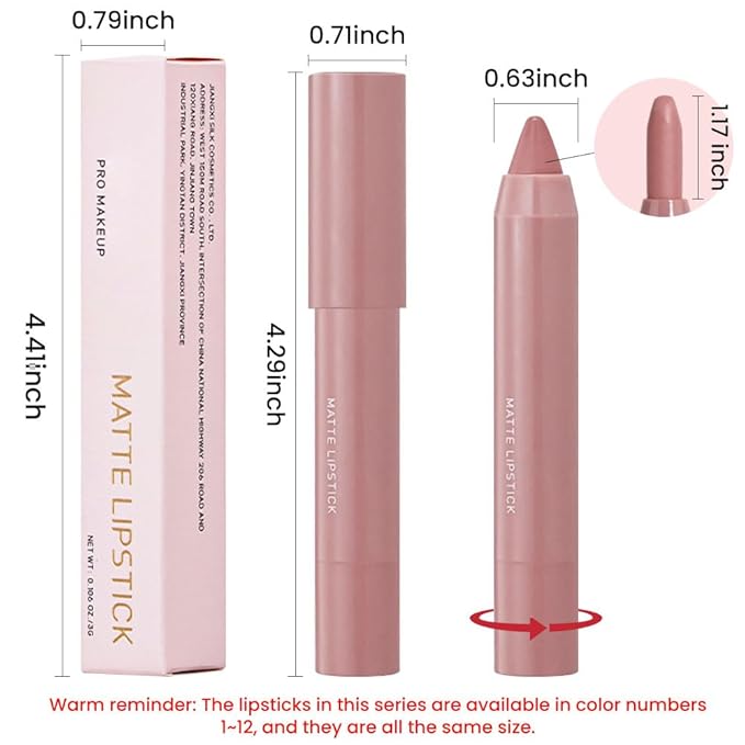 BINGBRUSH Crayon Matte Longwear Lipstick Pack Set,Moisture Smooth Color Stick Ultimate Lip Pencil Stain Crayon for Makeup Collection - Waterproof Velvet Long Lasting Lipstick Gloss for Women(04#)