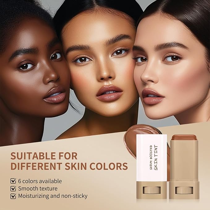 6 Colors Foundation Stick Beauty Balm Serum Boosted Skin Tinted Balm Concealer, Long-lasting Coverage, Even Skin Tone Portable Moisturizing Essence Stick (# 05, 0.64 Oz)