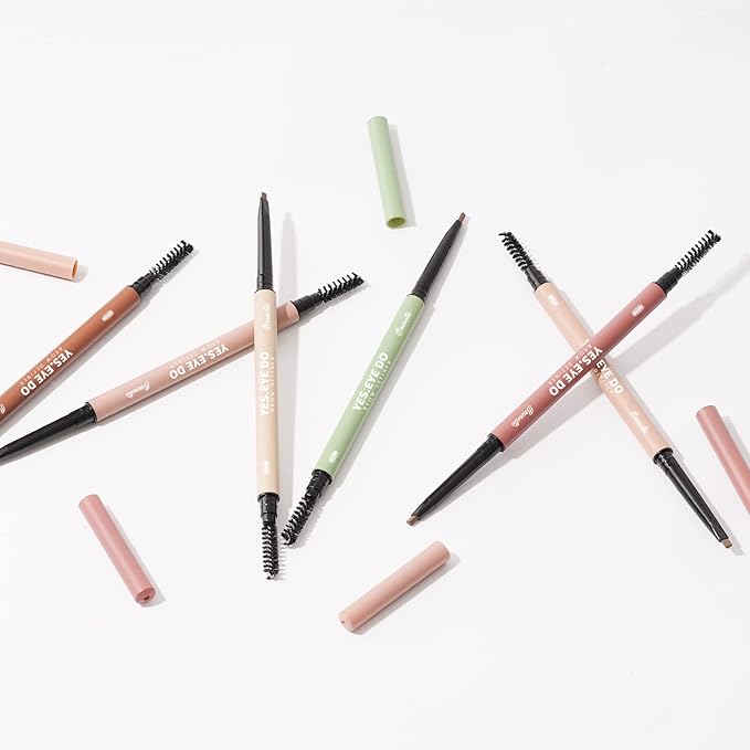Medium Brown Eyebrow Pencil, Ultra Slim Eyebrow Pencil Brown Long Lasting, Waterproof Micro Fine Triangle Tip Double Head Brow Sculptor for Natural Makeup Look, Chestnut, YES.EYE DO