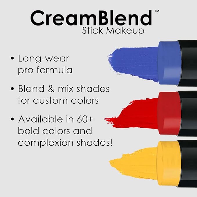 Mehron Makeup CreamBlend Stick | Face Paint, Body Paint, & Foundation Cream Makeup | Perfect for Halloween .75 oz (21 g) (Really Bright Red)