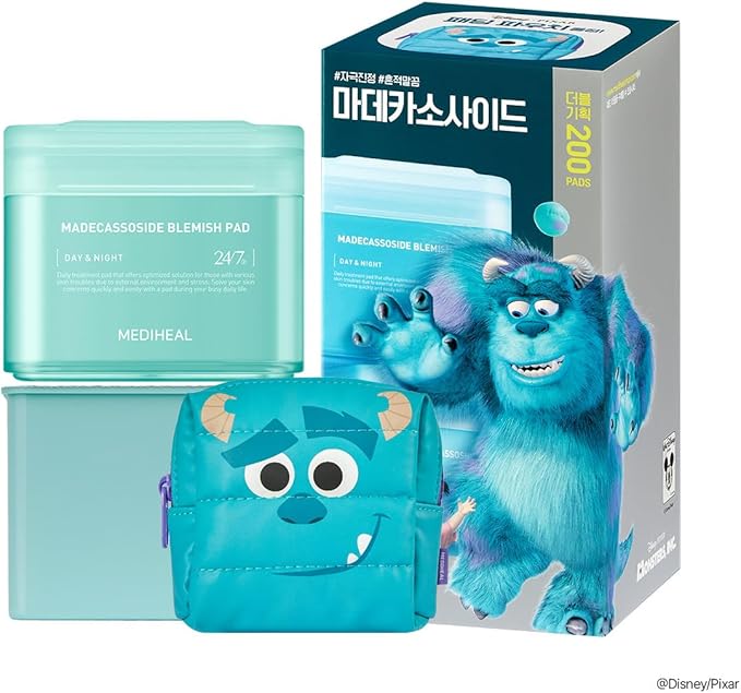 MEDIHEAL Toner Pads [Madecassoside] Blemish Care - Disney Pixar Edition - Centella Asiatica to Improve Uneven Skin Tone - Vegan Hypoallergenic Face Gauze, Full Size 100 + Refill 100 (200 Count)