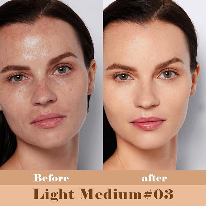 Liquid Concealer Makeup, Natural Coverage for Older Women, Under Eye Brightener Full Coverage Concealer for Dark Circles, Lightweight, Covers Oil-Free, Vegan & Cruelty-Free, A03 Light Medium