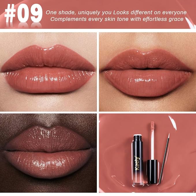 Kaely Longwear Shine Lipstick for Women, Highly Pigmented Liquid Lip Color Makeup, Non-Transfer Lip Gloss Stain Waterproof Smudge Proof 24 Hour, Glossy Finish, Vegan & Cruelty-free, 09 PUNCHY