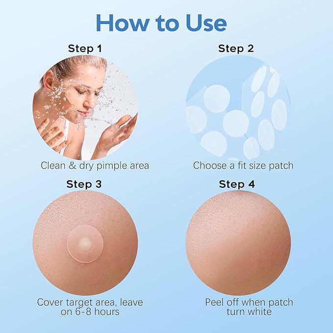 Pimple Patches for Face, Skincare Hydrocolloid Acne Pimple Patch Invisible Zit Covers with Tea Tree, Salicylic Acid & Cica Oil | 4 Size 240 Counts