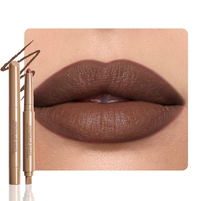 SUAKE Plump Matt Lipstick Lipliner Pencil Pack,Waterproof Crayon with Silicone Smudger for Define Contours & Sculpting Lip, Longwear Moisture Smooth Creamy Formula for Lip Makeup-08 Smoky Taupe