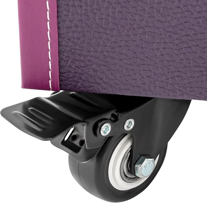 Makeup Train Case, Rolling Makeup Trolley Case, 3 Tiers Lockable Nail Polish Organizer with 2 Keys 4 Wheels (2 with Brakes) for Travel Makeup Artists Nail Technicians (Purple Case, Tan Lock)