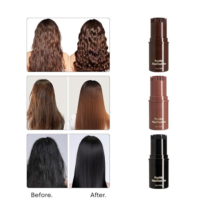 4 Pcs Peptide Hair Color Comb for Gray Hair,2 In 1 Peptide Hair Color Stick and Comb for Men Women,Instant,Moisturizing and Nourishing Unisex Hairs Concealer Sticks,Black Brown Coffee Wine Red