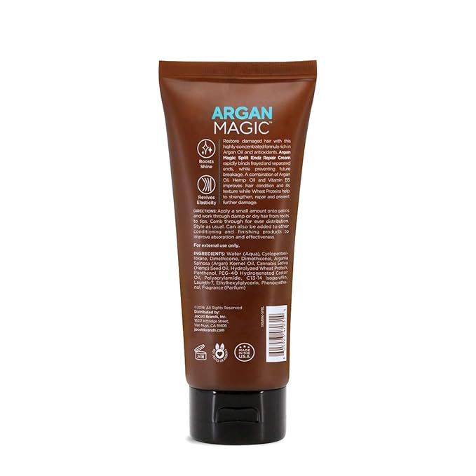 Argan Magic Split Endz Cream - Instantly Binds Frayed and Separated Ends While Preventing Future Breakage | Controls Frizz | Made in USA, Paraben Free, Cruelty Free (6 oz)