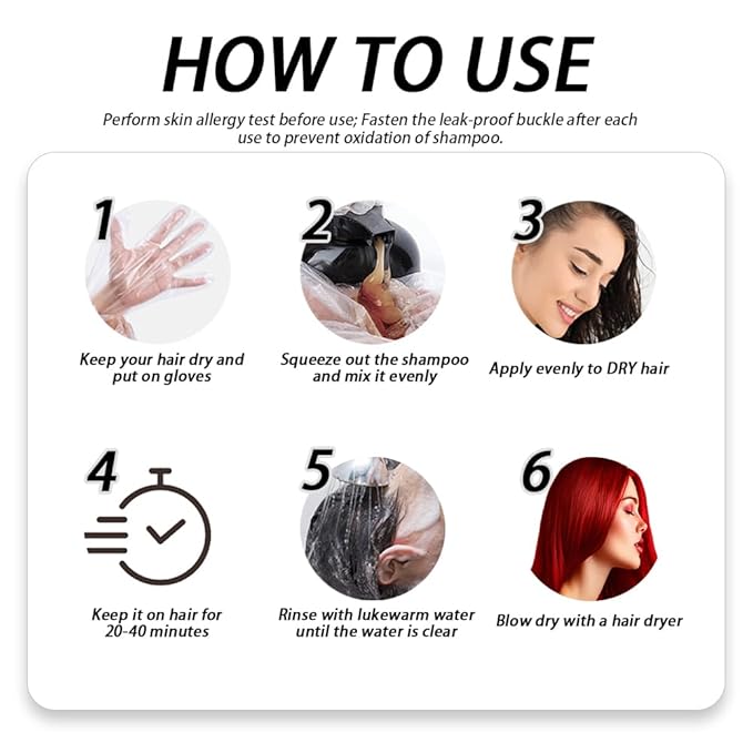 3-in-1 Hair Dye Shampoo, Instant Hair Dye Shampoo for Men & Women, Moisturizing Formula, 10.20fl oz - 300ml (Natural Black)