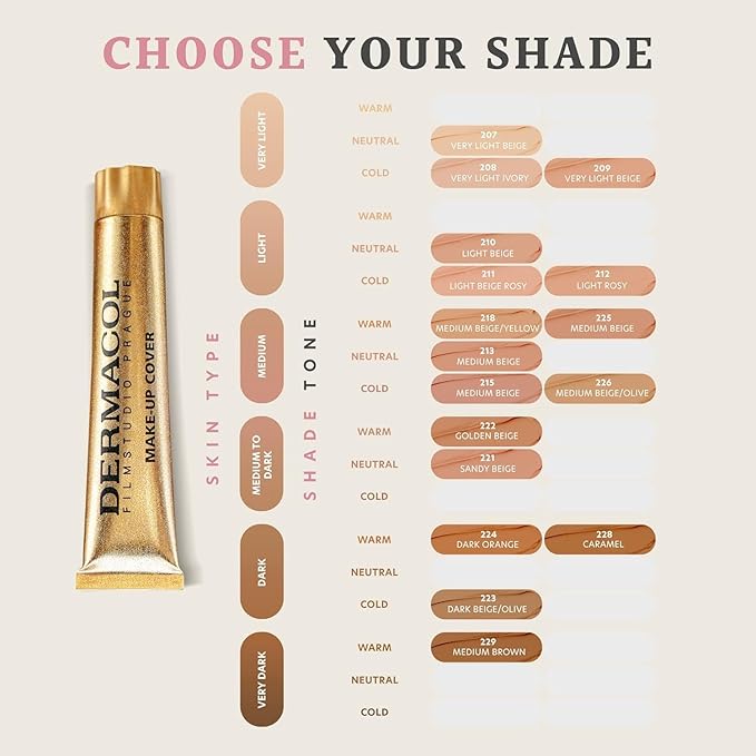 Dermacol - Full Coverage Matte Foundation with SPF 30, Waterproof Foundation for Oily Skin, Acne, & Under Eye Bags, Long-Lasting Makeup, 30g - Shade 229