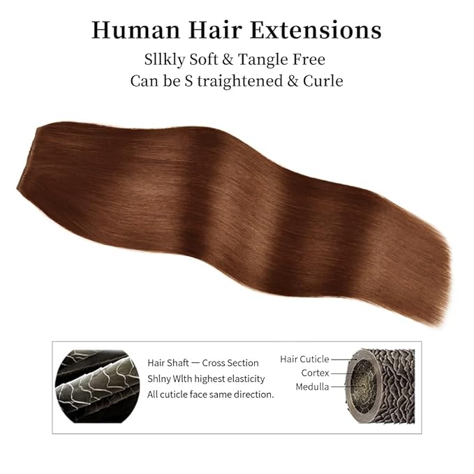 14 Inch Clip-in Hair Extensions Remy Human Hair for Women - Soft Handmade Real Human Hair Clip in Extensions, Straight, Thick, 115g 7pcs Auburn #30 Color