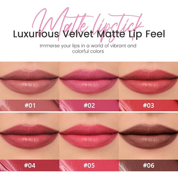 Rose pink Matte Lipstick Crayon - High Pigment Creamy Formula, Waterproof Long Lasting, Smooth Glide Application, Non-Sticklipstick, Ultra Thin Lightweight, Velvet Matte Lip Feel for Women 05#
