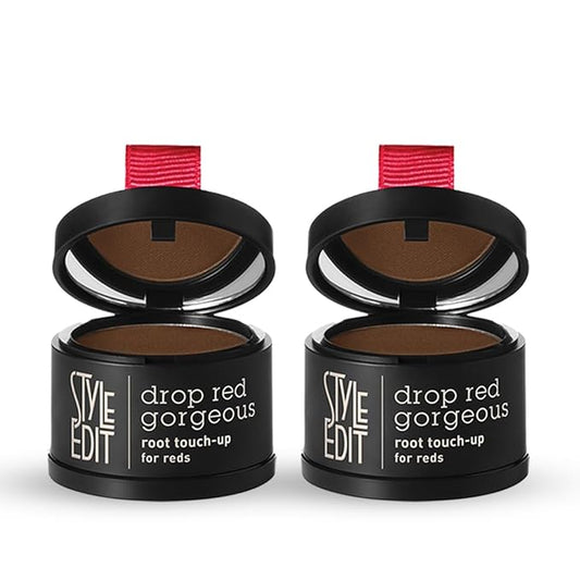 Root Touch Up Powder for Dark Red Hair by Style Edit | Mineral Infused Binding Hairline Powder Cover Grays - 2 Pack