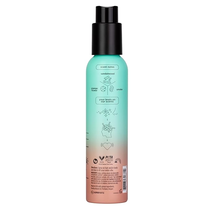 Pacifica Beach Day Hair Mist Perfume & Full Body Spray for Women - Body Mist Fragrance w/Bergamot, Orange Flower, Sandalwood, Amber, Musk & Suede Leather – Clean Beauty Alcohol-Free, Vegan 5 oz