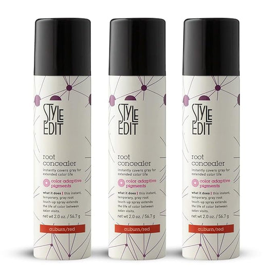 STYLE EDIT Root Concealer Touch Up Spray | Instantly Covers Grey Roots | Professional Salon Quality Cover Up Hair Products for Women |Auburn/Red 2 Ounce (Pack of 3)